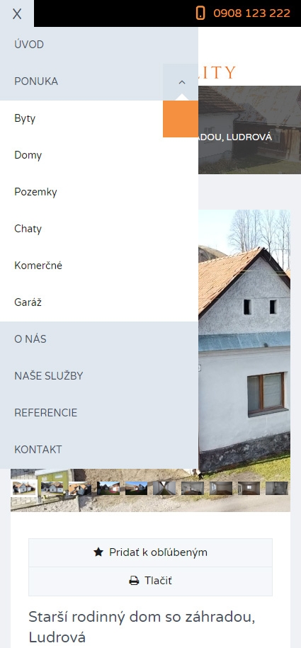 Menu na mobilných zariadeniach