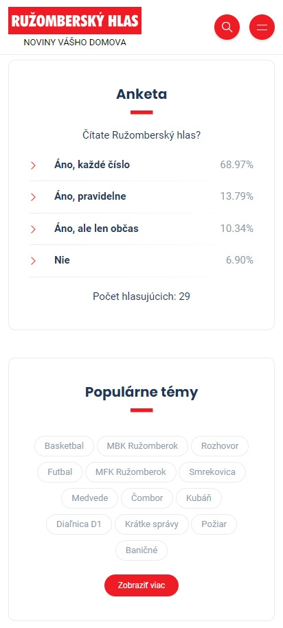 Sekcia anketa a populárne témy